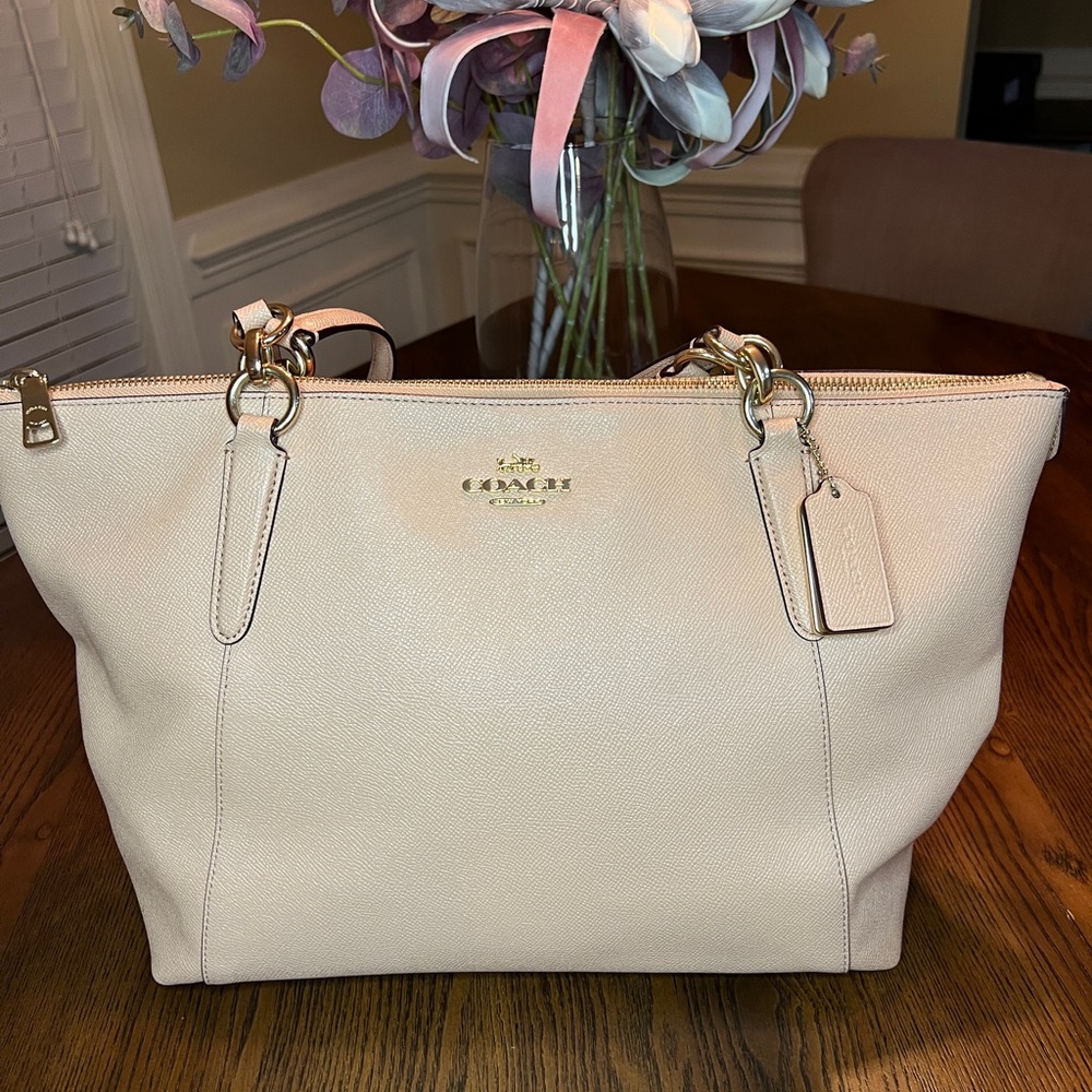 Coach Light Pink Leather Tote Bag